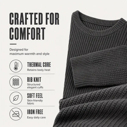 Men's Crewneck Sweater Soft Casual Sweaters Classic Long Sleeve Pullover Sweaters with Ribbing Edge