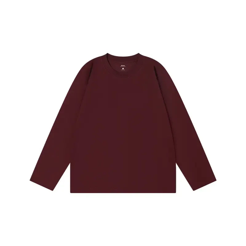 Unisex Retro 100% Pure Cotton Heavyweight Plant-Dyed Long Sleeve Crewneck T-Shirt