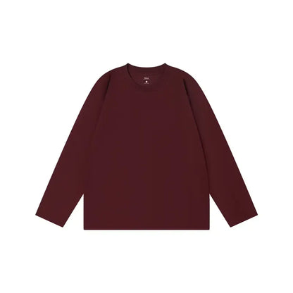 Unisex Retro 100% Pure Cotton Heavyweight Plant-Dyed Long Sleeve Crewneck T-Shirt