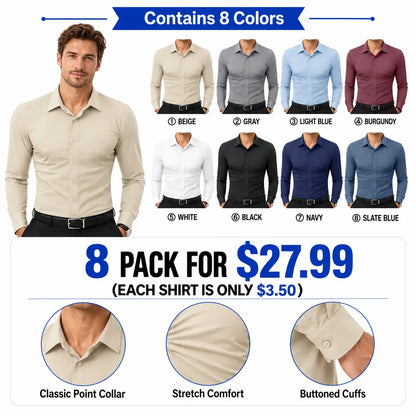Men's Super Stretchy Dress Shirt Quick-Drying Breathable Anti-Wrinkle