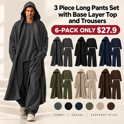 3 Piece Long Pants Set with Base Layer Top and Trousers