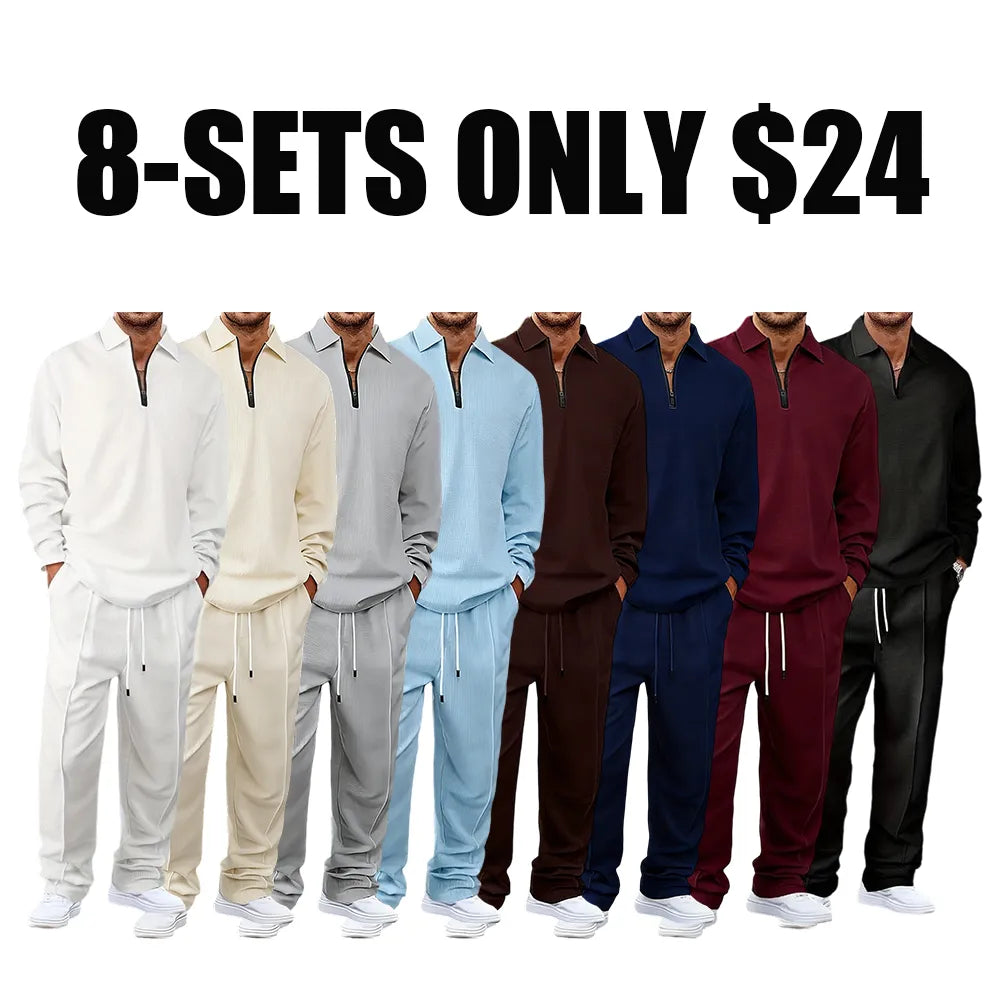 Men's solid color checkered casual suit