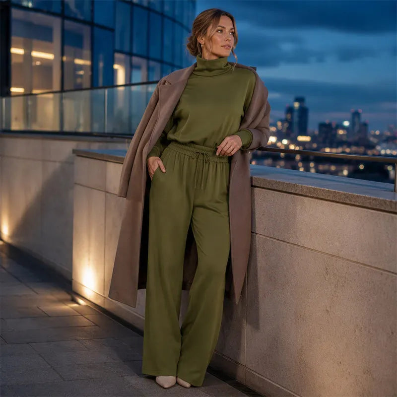 Soft-Touch Turtleneck Two-Piece Set