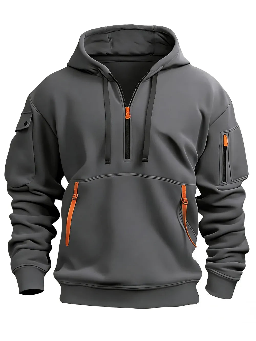 Men's autumn&winter hooded fashion sweatshirt with multiple pockets