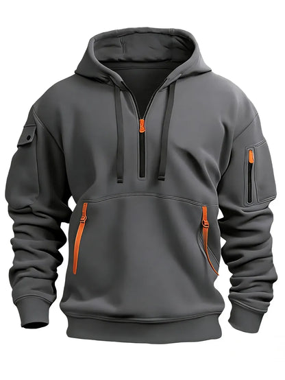 Men's autumn&winter hooded fashion sweatshirt with multiple pockets