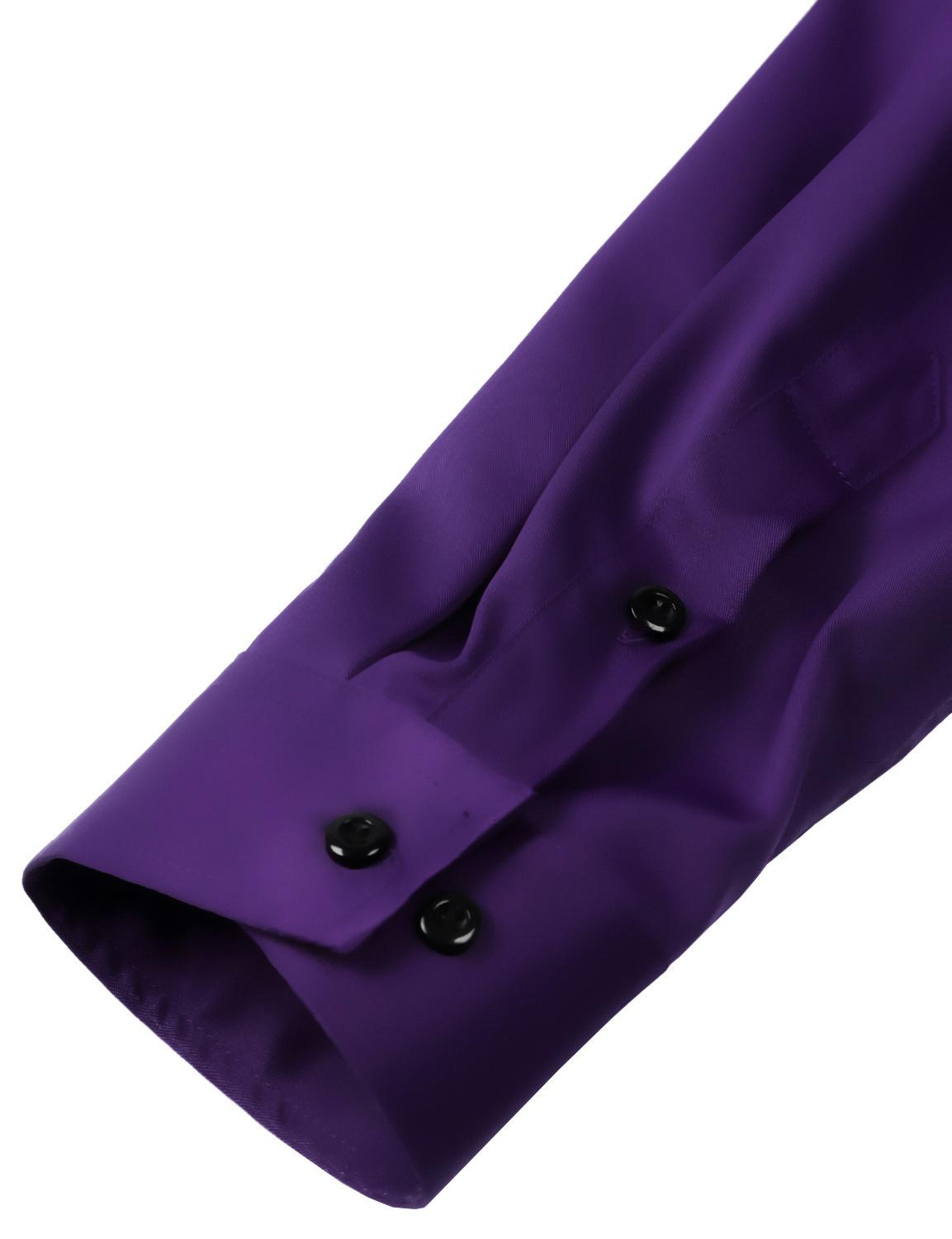 Men's Satin Long Sleeve Dress Shirt Slim Fit