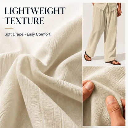 Men's Linen Hooded Two-Piece Set