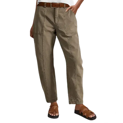 Solid Mid-Rise Baby Barrel Pants, High Stretch, Deep Pockets-6