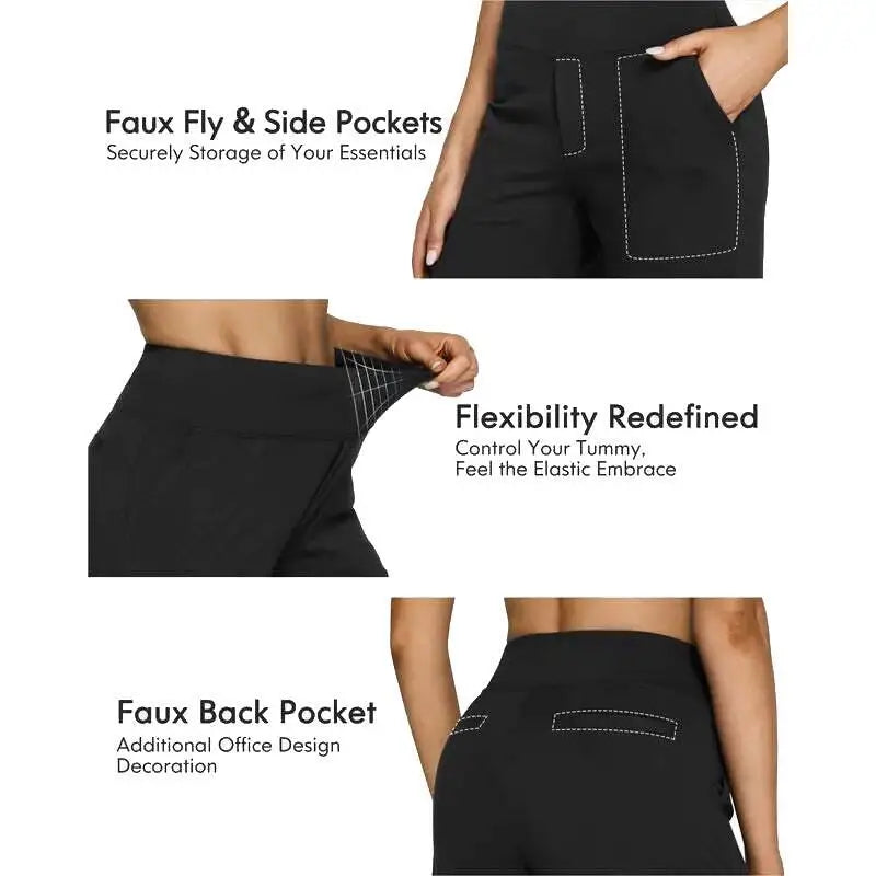 💚Women's High-Waist Wide Leg Pants – Business Casual Yoga Dress Pants with Pockets