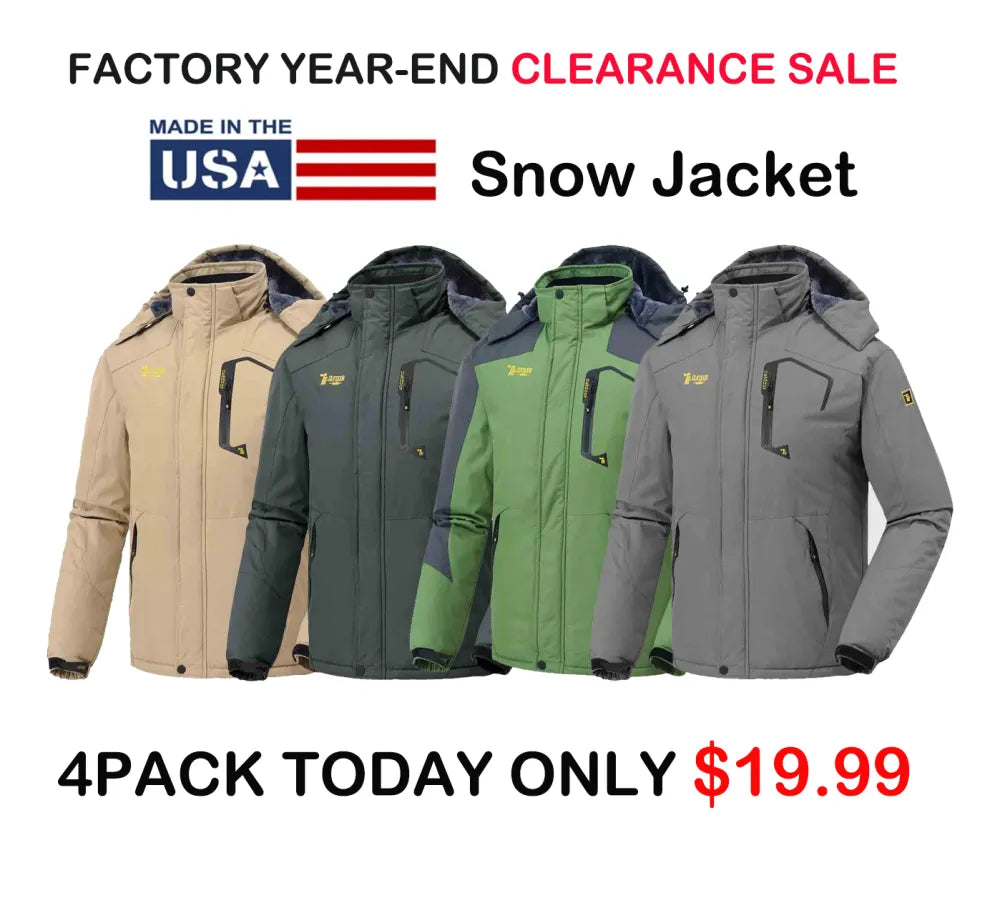 🔥Last day promotion⚡Men's Ski Snow Jacket  Waterproof Insulated Fleece Outdoor Mountain Hooded Winter Coat
