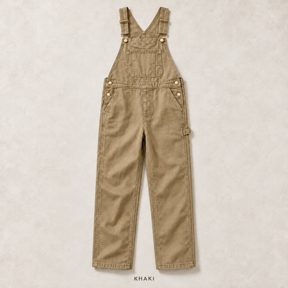 Men's Heavyweight Cotton Denim Overalls Relaxed Fit Straight Leg Dungarees with Multi Pocket Utility