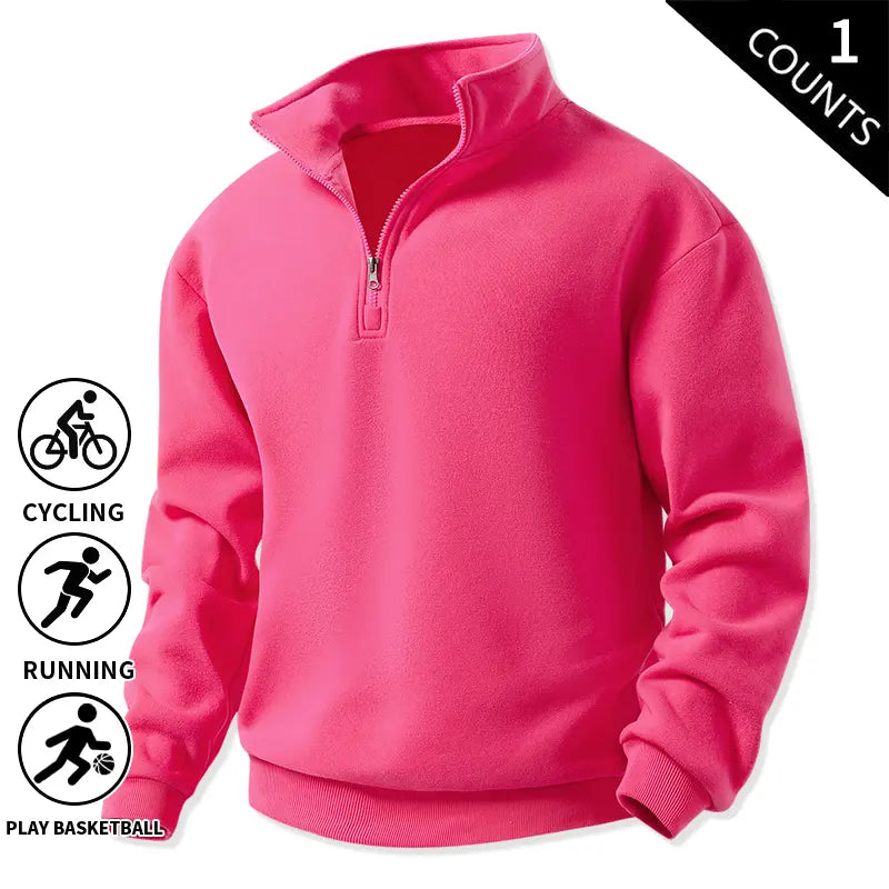 Men's 3-Pack 100% Cotton Brushed Fleece Relaxed-Fit Quarter-Zip Sweatshirts