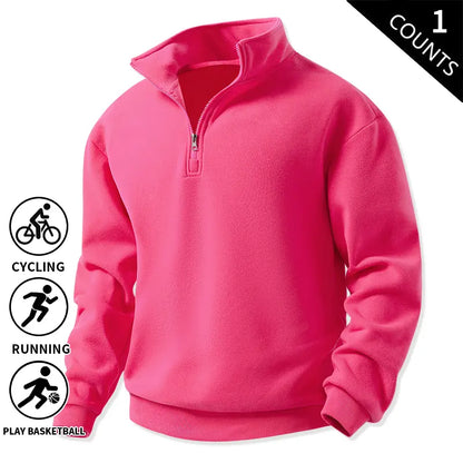 Men's 3-Pack 100% Cotton Brushed Fleece Relaxed-Fit Quarter-Zip Sweatshirts