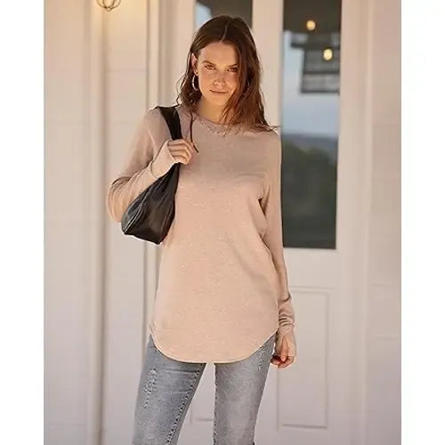 Women's Long Sleeve Tunic Top with Thumb Holes