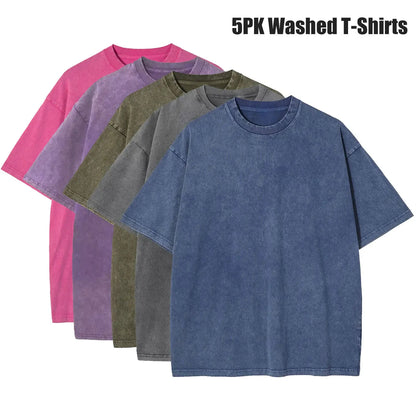 Men's 5-Pack Vintage Washed Heavyweight Gym T-Shirts – Baggy Acid Wash