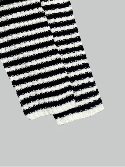 Women's Striped Patchwork Print Batwing Sleeve Split Hem Sweater