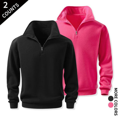 Men's Cozy Quarter-Zip Sweatshirts, Single or 2-Pack