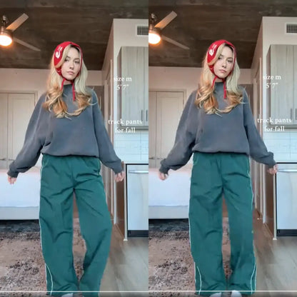 Women's Parachute Pants Wide Leg Baggy Pants Y2K Elastic Waist Jogger Sweatpants Track Pants Streetwear
