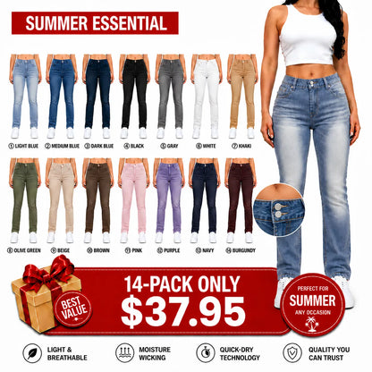 Double Button Mid Waist Straight Leg Jeans