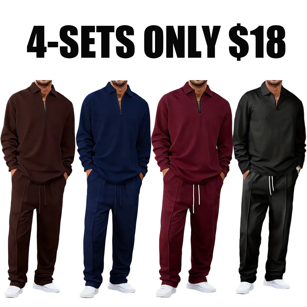 Men's solid color checkered casual suit