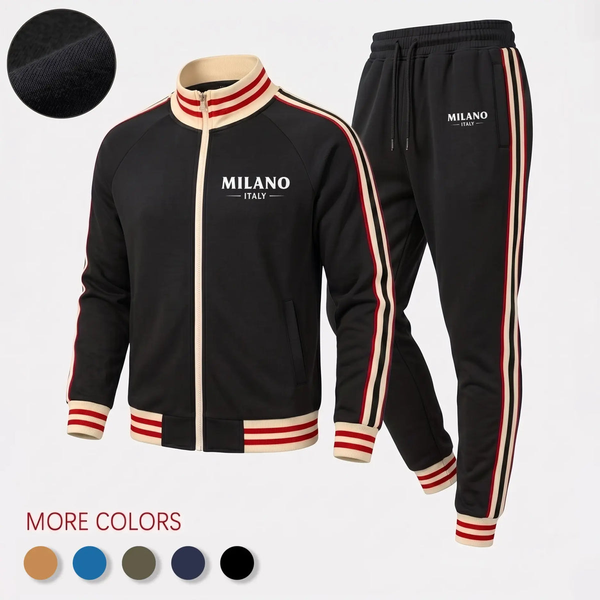 Men’s Retro Milano Two-Piece Tracksuit Navy/Black/Green/Blue Zip Jacket