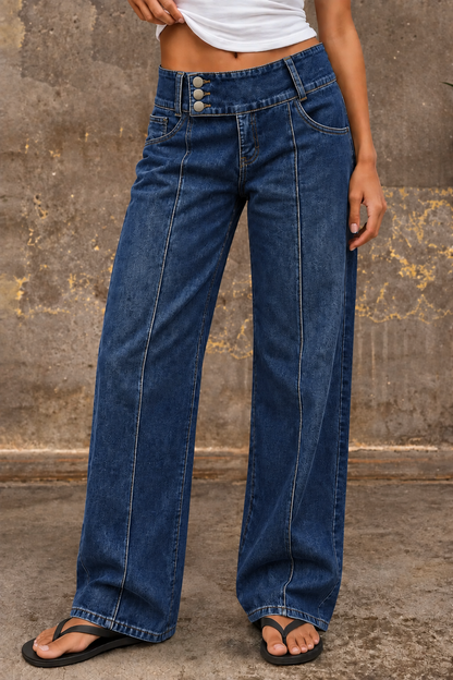 🔥 6 FOR ONLY $29.99! Asymmetrical Button Fly Mid-Waist Straight Leg Pants – Limited-Time Clearance Deal