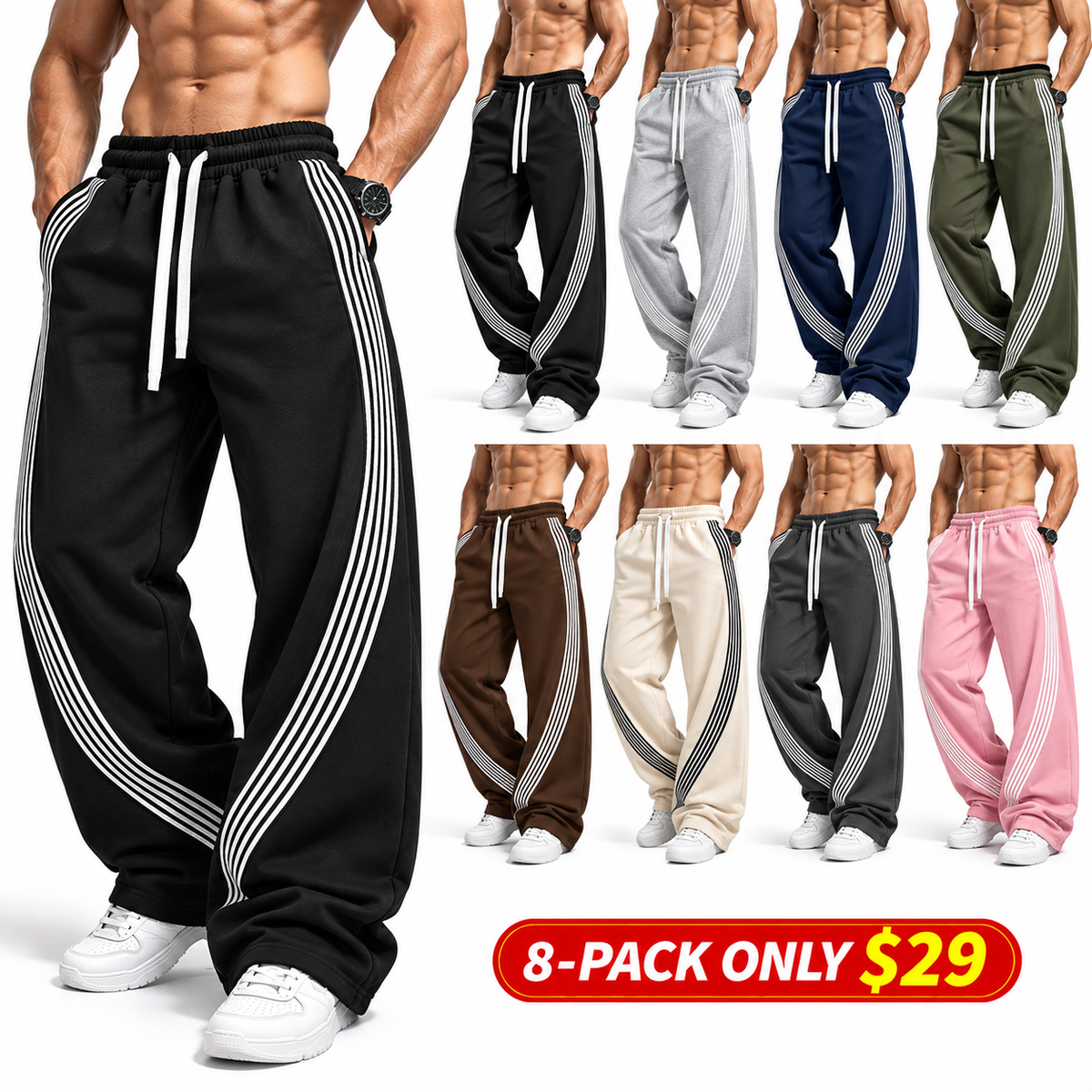 Baggy Curved Wide-Leg Sweatpants