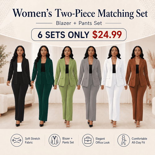 Women's Button Lapel Blazer & Suit Pants Set