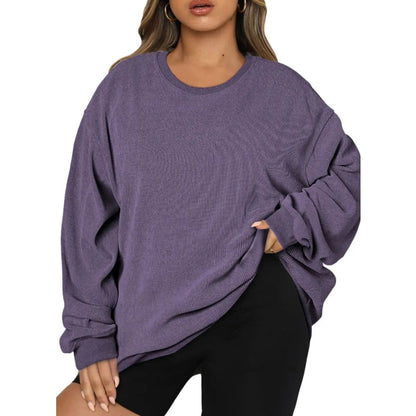 Women's Oversized Corduroy Sweatshirt, Casual Crewneck Long Sleeve Lightweight Pullover
