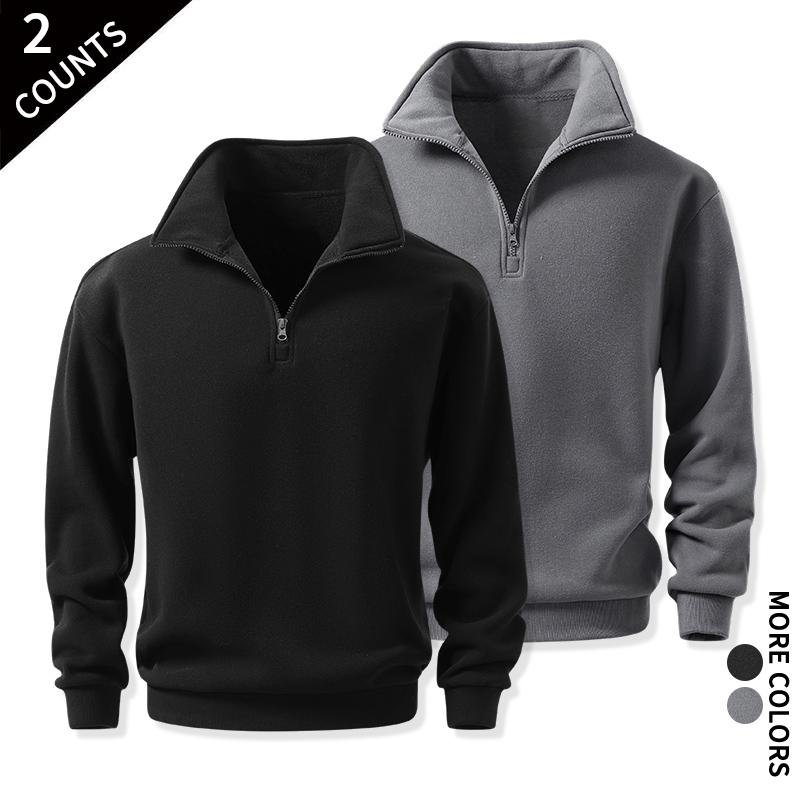 Men's Cozy Quarter-Zip Sweatshirts, Single or 2-Pack