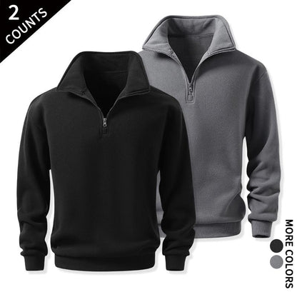 Men's Cozy Quarter-Zip Sweatshirts, Single or 2-Pack