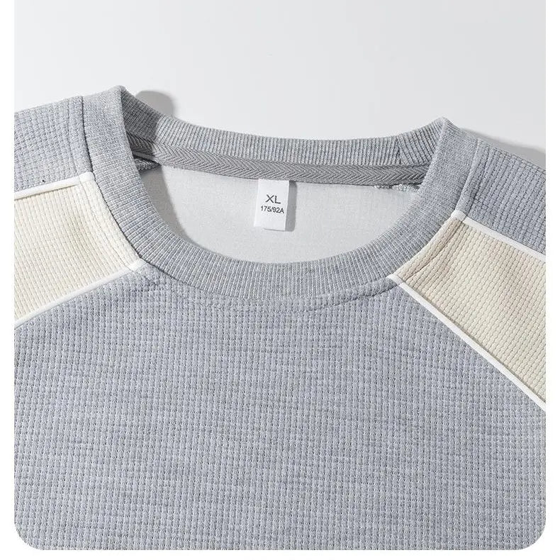 Men's 100% Cotton French Terry Relaxed-Fit Color-Block Crew Neck Sweatshirt