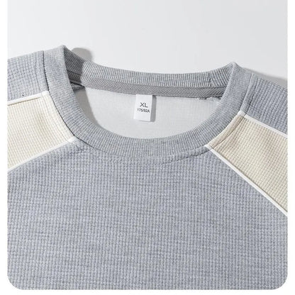 Men's 100% Cotton French Terry Relaxed-Fit Color-Block Crew Neck Sweatshirt