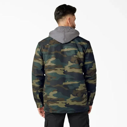 Water Repellent Duck Hooded Shirt Jacket for Men