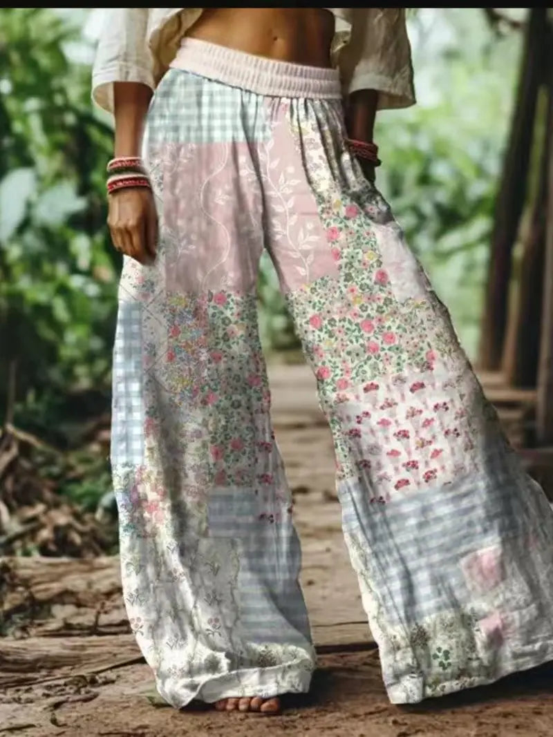 💝💝【LAST DAY SALE】Women's Casual Bohemian Style Floral Print Wide-Leg Pants
