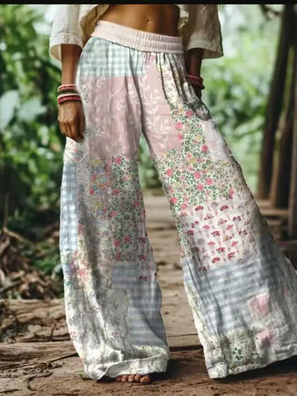💝💝【LAST DAY SALE】Women's Casual Bohemian Style Floral Print Wide-Leg Pants