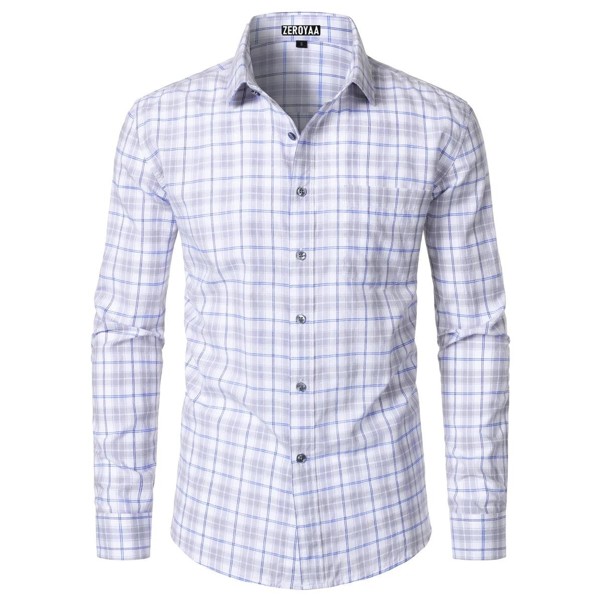Men's Plaid Long Sleeve Dress Shirt