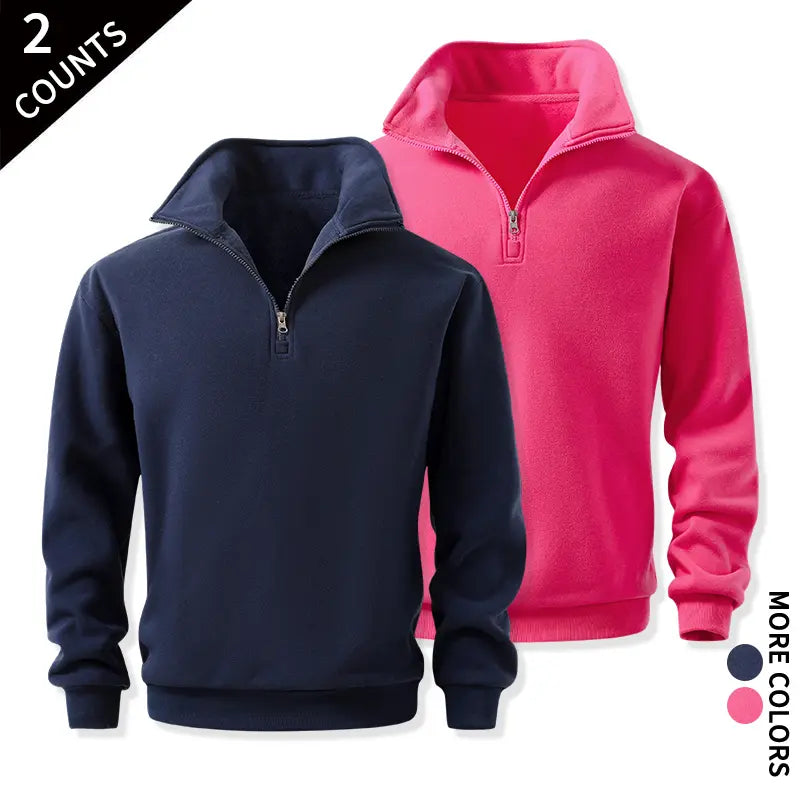 Men's Cozy Quarter-Zip Sweatshirts, Single or 2-Pack