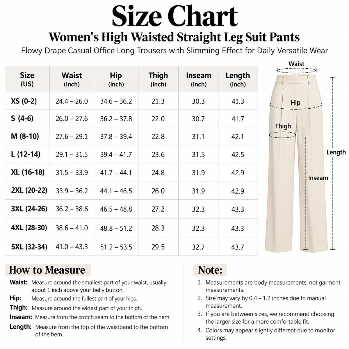 Women's High Waisted Straight Leg Suit Pants Flowy Drape Casual Office Long Trousers with Slimming Effect for Daily Versatile Wear