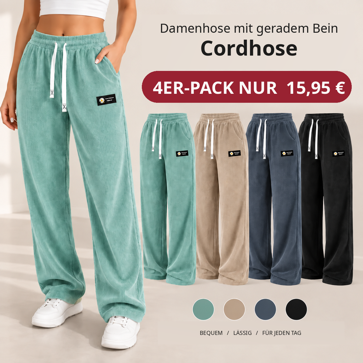 KNAPPER LAGERBESTAND – Damen-Cordhose aus 100 % Baumwolle