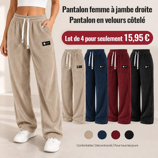 DERNIER JOUR DE VENTE Pantalon en velours côtelé pour femme à coupe droite – 100 % coton