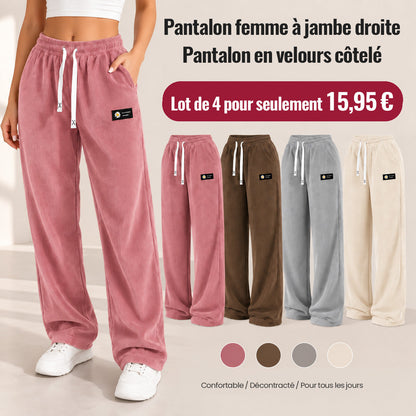 DERNIER JOUR DE VENTE Pantalon en velours côtelé pour femme à coupe droite – 100 % coton