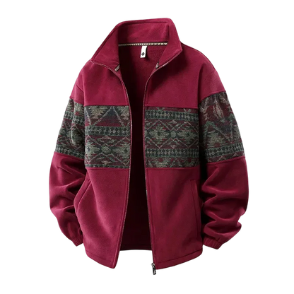 Men's Ethnic Pattern Full-Zip Fleece-Lined Long-Sleeve Jacket