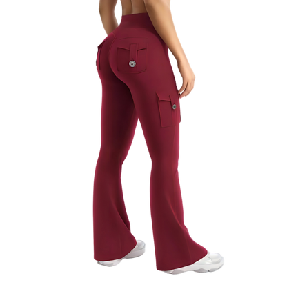 Women's High Waisted Scrunch Flare Yoga Leggings with Pockets