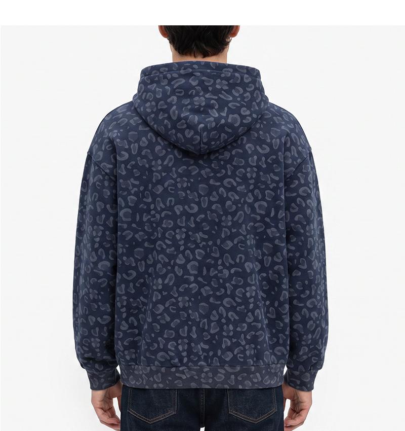 Unisex 100% Cotton Leopard Print Loose Fit Hoodie for Fall & Winter