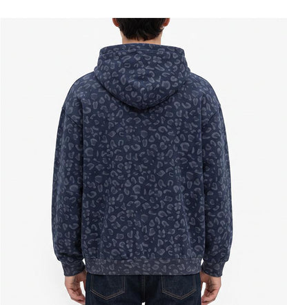 Unisex 100% Cotton Leopard Print Loose Fit Hoodie for Fall & Winter