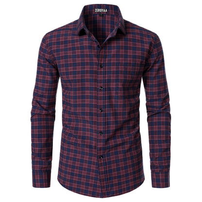 Men's Plaid Long Sleeve Dress Shirt
