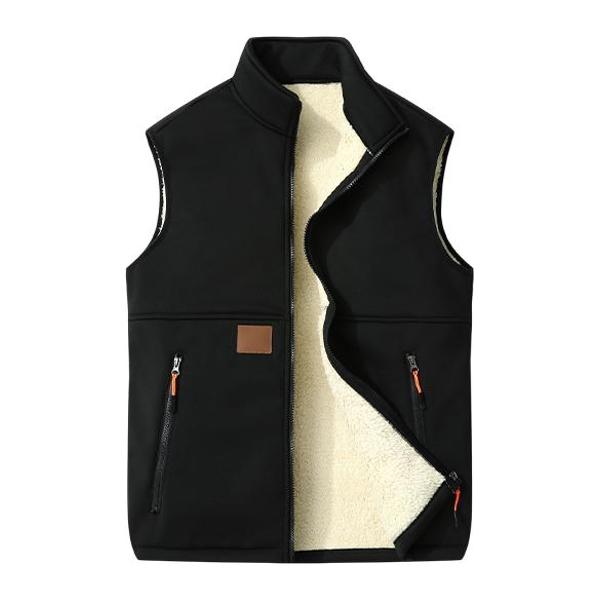 Men's Fleece Lined Winter Vest with Full Zip and Zippered Pockets
