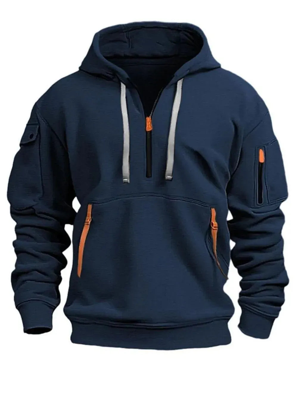 Men's autumn&winter hooded fashion sweatshirt with multiple pockets