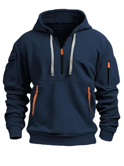 Men's autumn&winter hooded fashion sweatshirt with multiple pockets